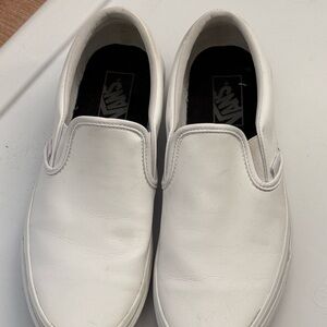 Vans Men's White Slip-On Sneakers leather size 9.5